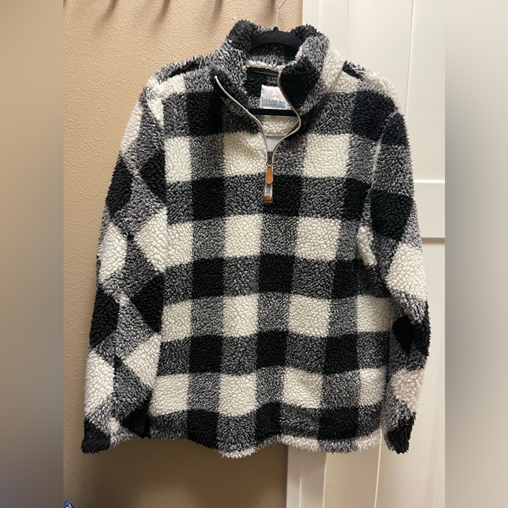 Sherpa Pullover Jacket Black/White